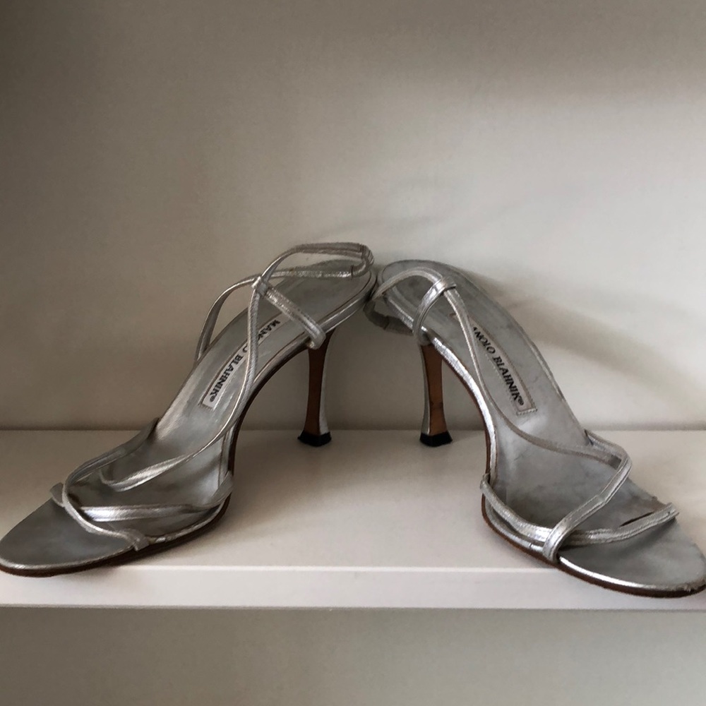 Manolp Blahnik Silver Heels